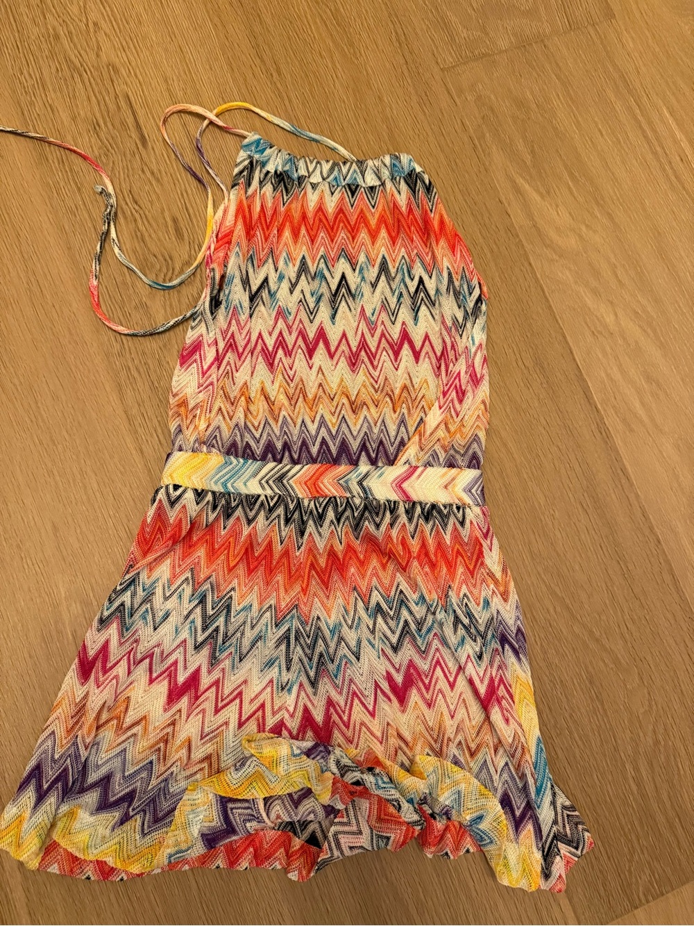 Missoni Multicolor Chevron Halter Coverup — Orange, Pink, Yellow, Blue, Purple